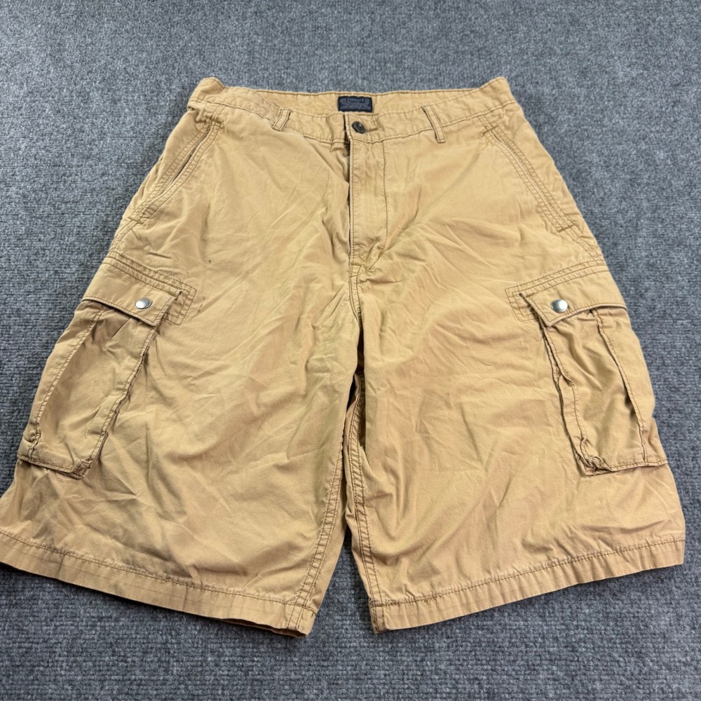 Levi Strauss Cargo Shorts W32 10" Inseam Khaki Tan Ripstop Cotton Blend Men's
